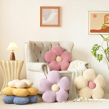 Flower Pillow, Decorative Throw Pillow for Couch, Cute Decor Pillows for Bed, Aesthetic Flower Shaped Pillow Fun Cushion (Pink, 14.9 Inches)