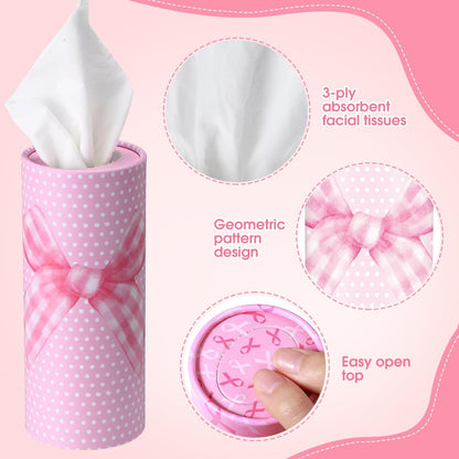 12 Pack Pink Bow Car Tissue Holders, 3-ply Facial Tissues