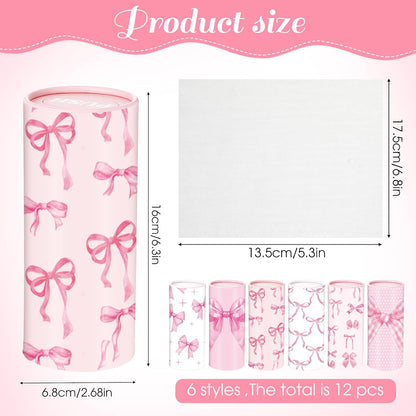 12 Pack Pink Bow Car Tissue Holders, 3-ply Facial Tissues