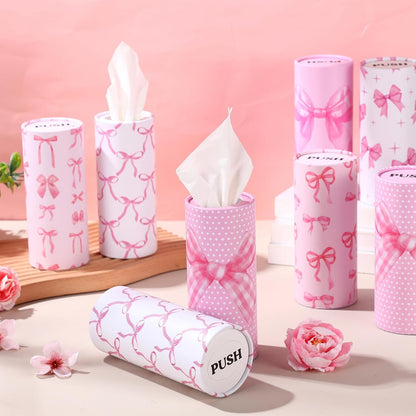 12 Pack Pink Bow Car Tissue Holders, 3-ply Facial Tissues