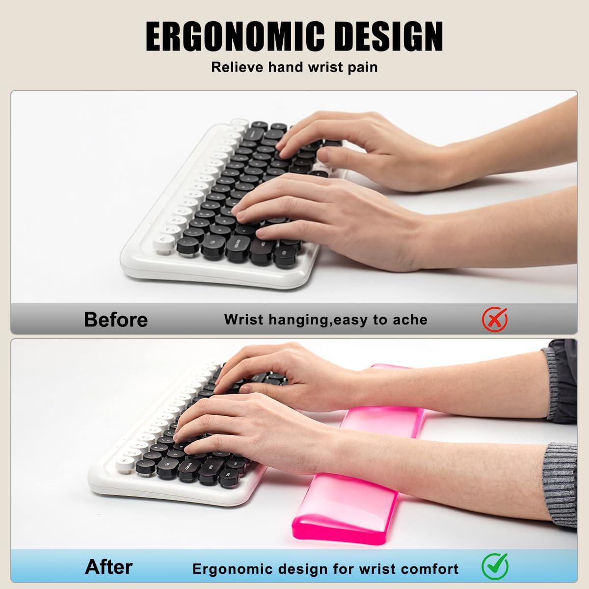 Keyboard Wrist Rest,Gel Wrist Rest for Keyboard-Pink Wrist Rest