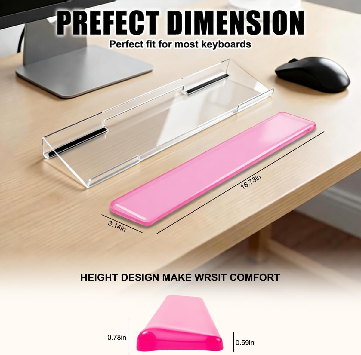 Keyboard Wrist Rest,Gel Wrist Rest for Keyboard-Pink Wrist Rest