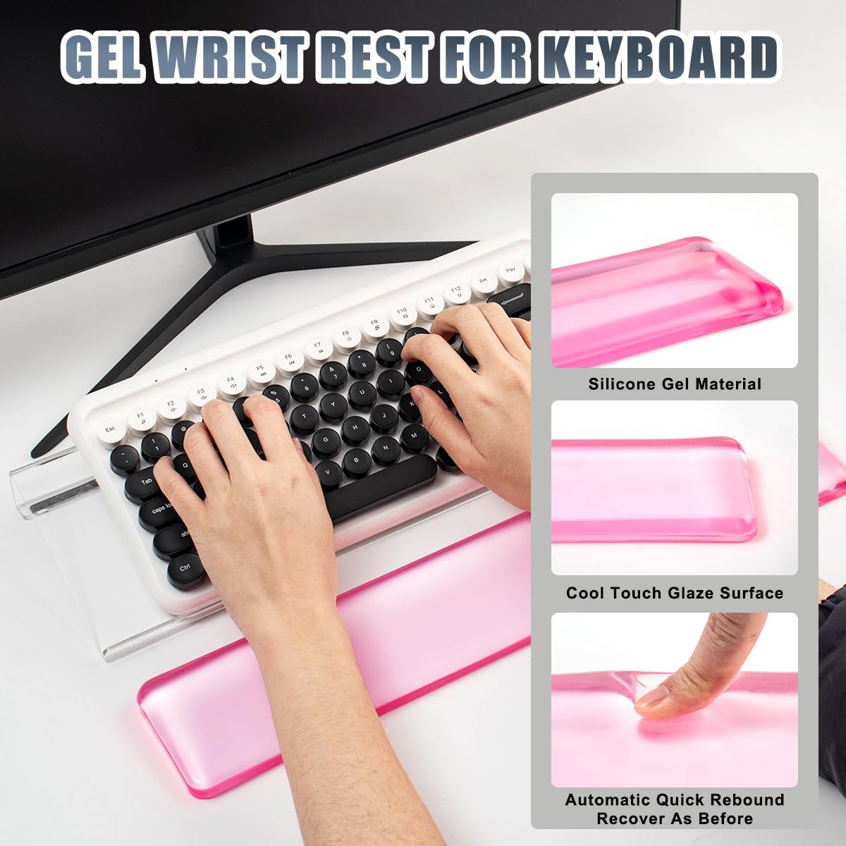 Keyboard Wrist Rest,Gel Wrist Rest for Keyboard-Pink Wrist Rest