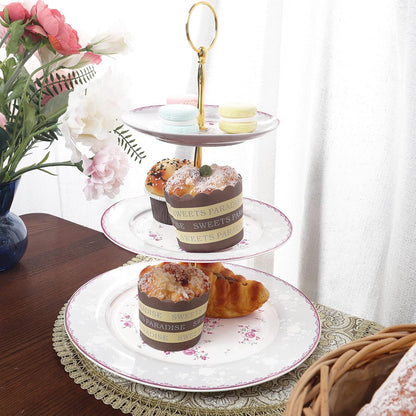 3 Tier Pink Rose Porcelain Round Cupcake Stand