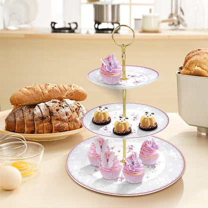 3 Tier Pink Rose Porcelain Round Cupcake Stand