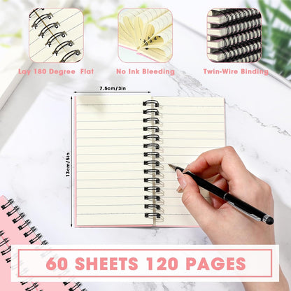 18 Pcs Small Spiral Notebook Memo Pad 3x5, Pink