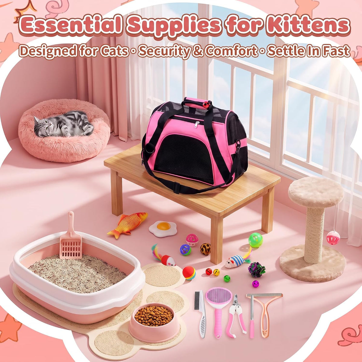 Kitten Starter Kit - 37 Pcs of Cat Essentials for Indoor Kittens