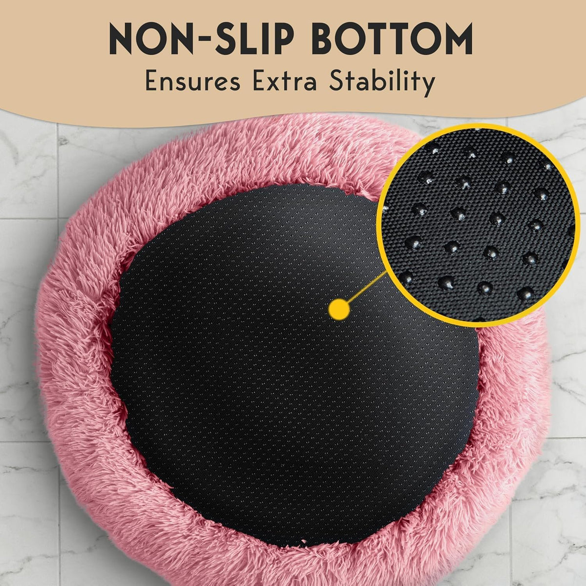 Calming Dog Bed for Small Dogs – 23" Donut Dog Beds, Anti-Slip & Washable Fluffy Plush Faux Fur Pet Bed, Anti-Anxiety Premium Comfort Round Puppy Bed, Fits Dogs up to 25 lbs – Pink