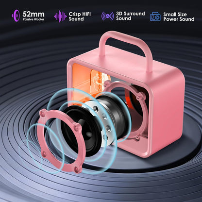 Cute Bluetooth Speaker with RGB Lights, Portable Wireless Stereo