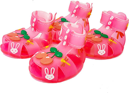 Cute Summer Dog Shoes Sweet Cherry Puppy Sandals Pet Jelly Shoes Flats, Dog Booties Paw Protector for Summer Hot Pavement (Candy Pink, #6: 2.68''x2.05''(Length*Width))