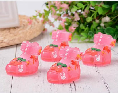 Cute Summer Dog Shoes Sweet Cherry Puppy Sandals Pet Jelly Shoes Flats, Dog Booties Paw Protector for Summer Hot Pavement (Candy Pink, #6: 2.68''x2.05''(Length*Width))