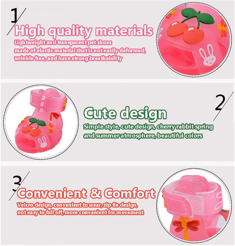 Cute Summer Dog Shoes Sweet Cherry Puppy Sandals Pet Jelly Shoes Flats, Dog Booties Paw Protector for Summer Hot Pavement (Candy Pink, #6: 2.68''x2.05''(Length*Width))