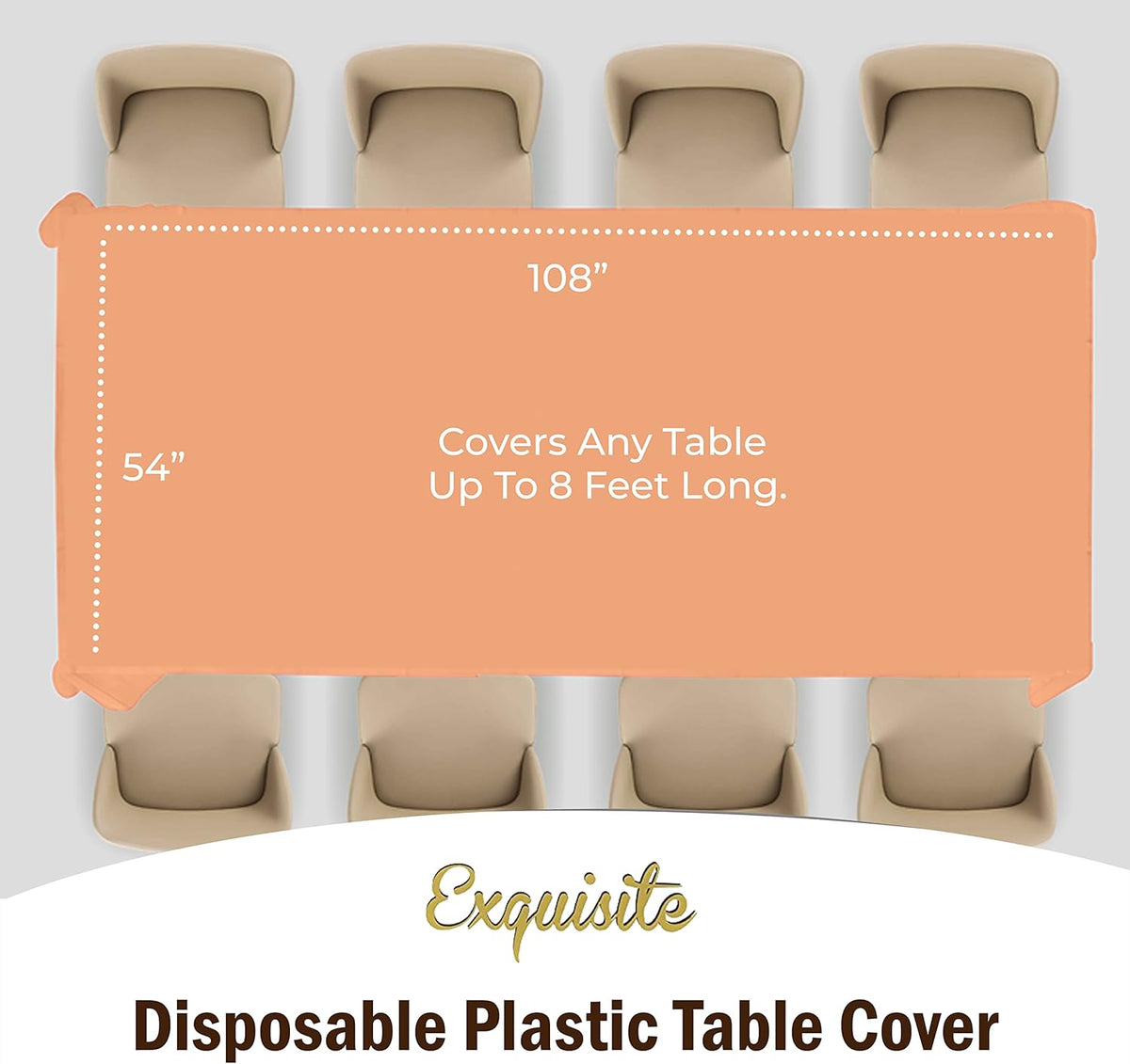 Peach Plastic Table Cloth Disposable 6 Pack - 54 x 108 Inch Rectangle Tablecloth for 6 Foot Tables - Waterproof Table Cover for Party Wedding Birthday Graduation BBQ Catering