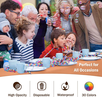 Peach Plastic Table Cloth Disposable 6 Pack - 54 x 108 Inch Rectangle Tablecloth for 6 Foot Tables - Waterproof Table Cover for Party Wedding Birthday Graduation BBQ Catering