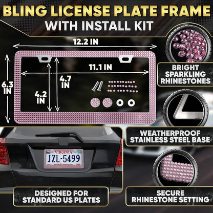 Pink Bling Car Accessories Set, 27 Pcs, for Women Drivers