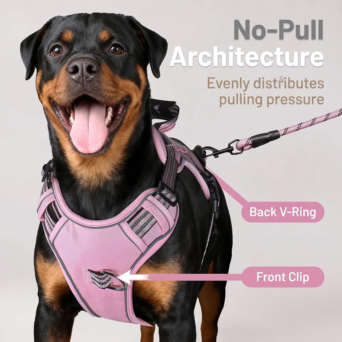 Dog Harness and Leash Set for Medium Dogs, No Pull Tactical Dog Harness, Service Dog Vest with Name Patches, Adjustable Reflective Military Dog Harness with Handle & MOLLE for Training, Pink, M