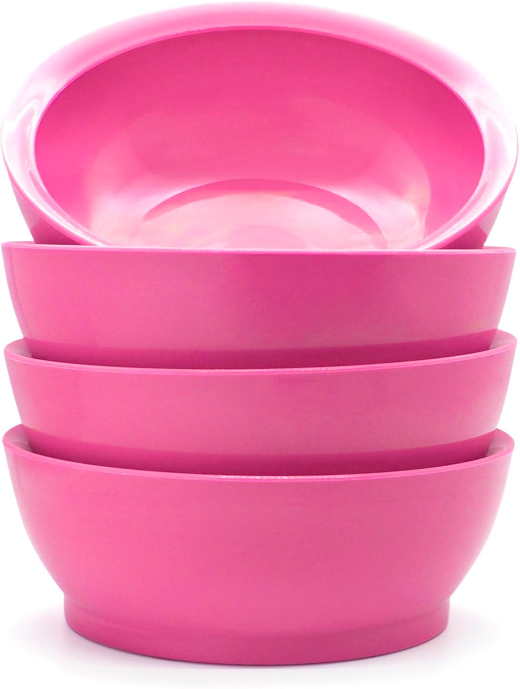 28oz Non-Spill Plastic Bowl Set, Hibiscus Pink, Set of 4