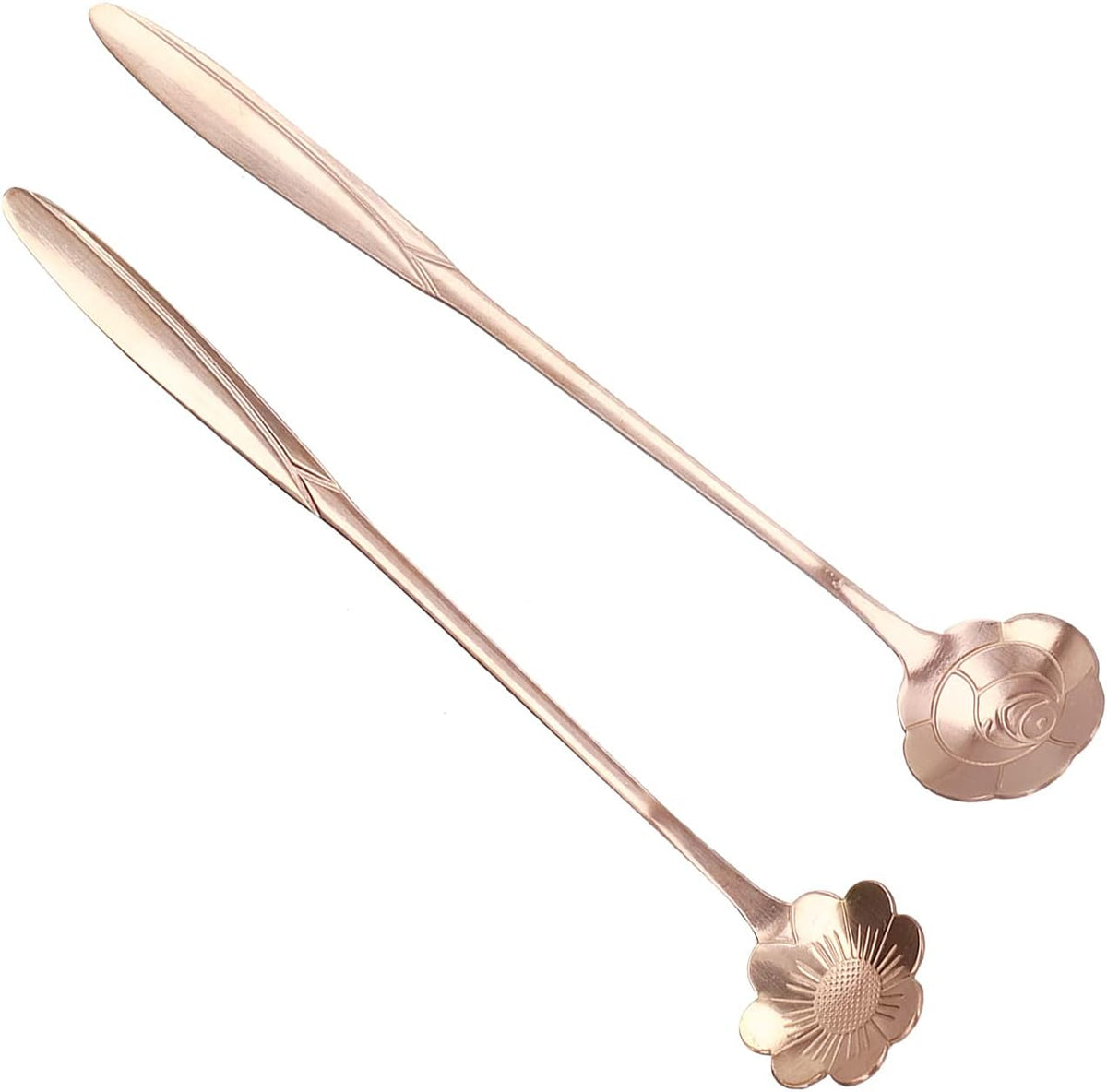 Coffee Spoon Mixing Spoon Desert Scoop Elegant High End Handle Stainless Steel Flower Heart Shaped Tea Spoon for Home Kitchen Coffee Shop Restaurant Party 4PCS Set (Pink Gold)