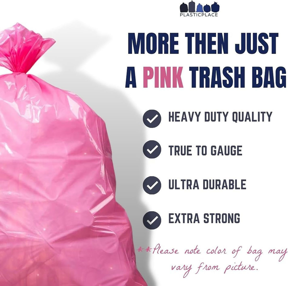 32-33 Gallon Trash Bags │ 1.5 Mil │ Pink Garbage Can Liners │ 33’” x 39” (100 Count)