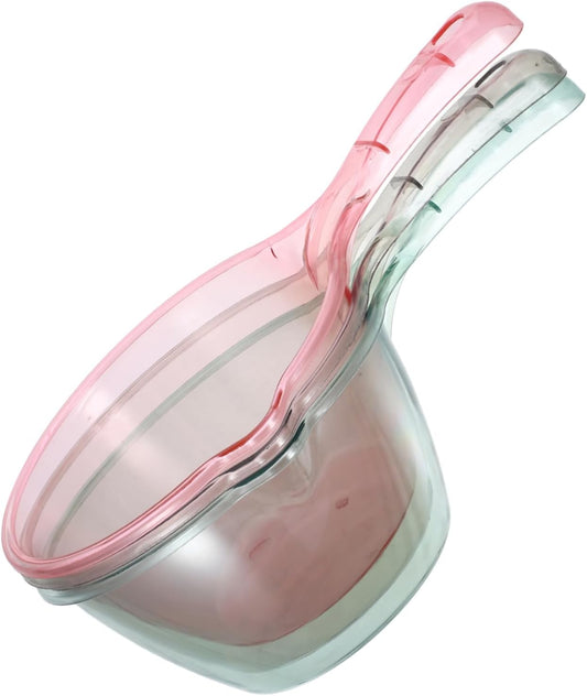 3pcs Thickened Transparent Water Ladles for Kitchen and Bath Multipurpose Household Scoop Spoons in Pink Light Green Brown for Plant Watering Food Scooping and Washing Tasks