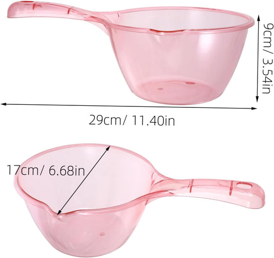 3pcs Thickened Transparent Water Ladles for Kitchen and Bath Multipurpose Household Scoop Spoons in Pink Light Green Brown for Plant Watering Food Scooping and Washing Tasks