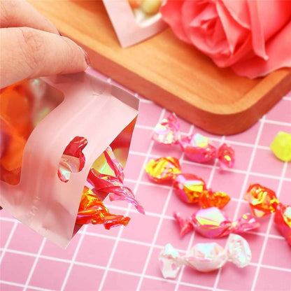 100Pcs Resealable Mylar Ziplock Bags for Food Storage Smell Proof Pouch for Candy Cookies Party Favor (Pink 3 x 4.7 inch)