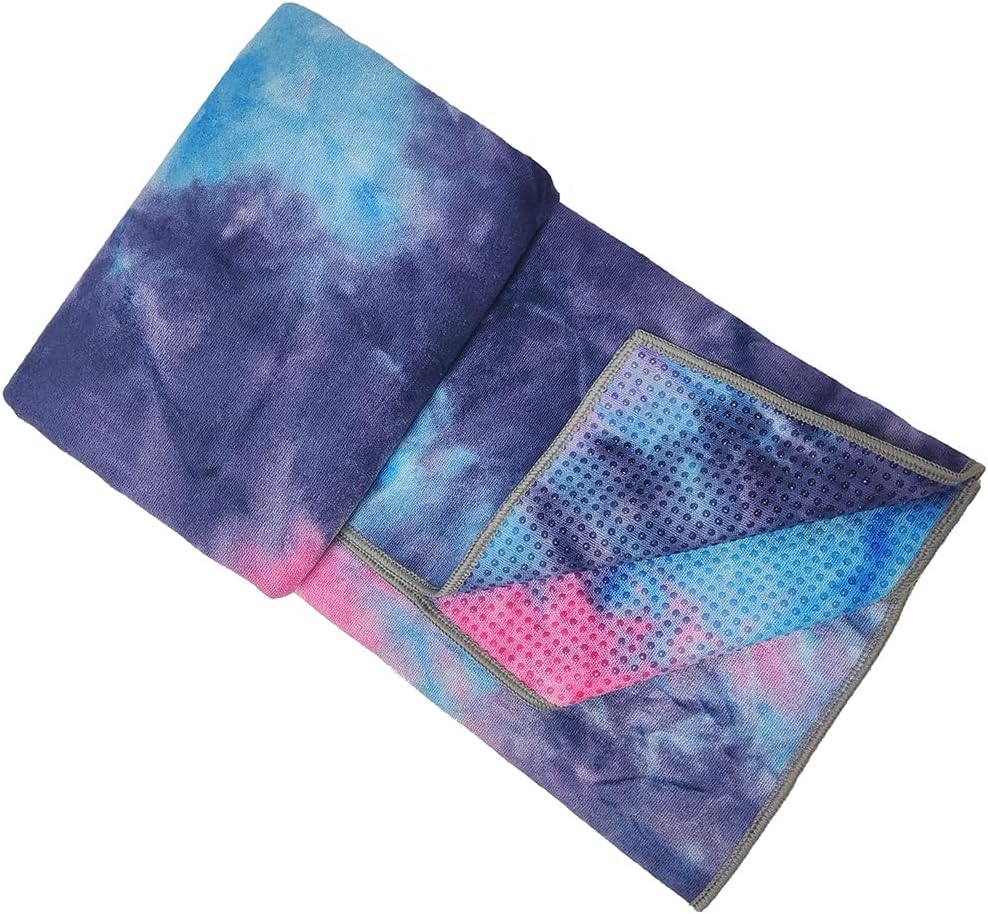 Yoga Towel for Yoga Mat, Non Slip Mat Cover for Hot Yoga, Washable Microfiber Light Weight (Purple-Pink)