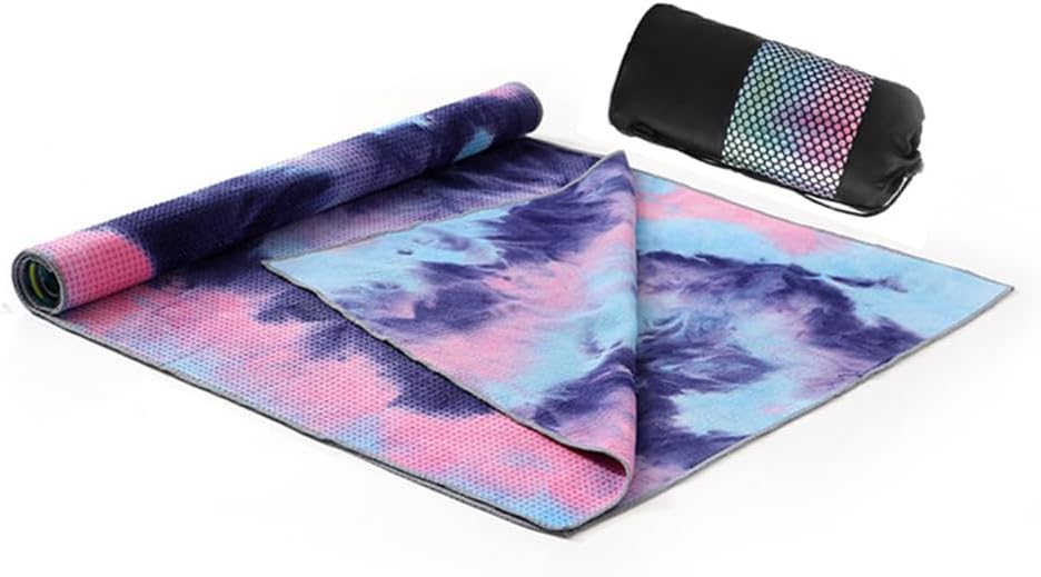 Yoga Towel for Yoga Mat, Non Slip Mat Cover for Hot Yoga, Washable Microfiber Light Weight (Purple-Pink)