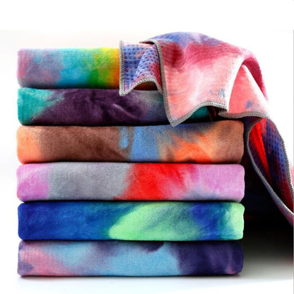 Yoga Towel for Yoga Mat, Non Slip Mat Cover for Hot Yoga, Washable Microfiber Light Weight (Purple-Pink)