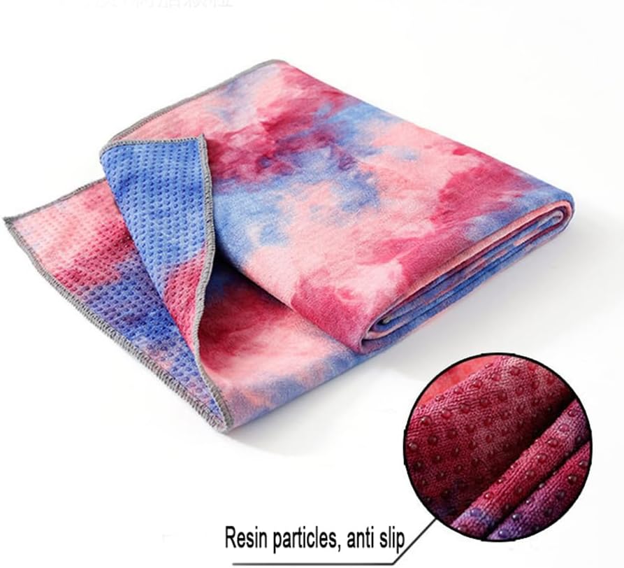 Yoga Towel for Yoga Mat, Non Slip Mat Cover for Hot Yoga, Washable Microfiber Light Weight (Purple-Pink)