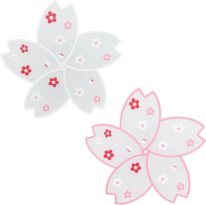 2 PCS Drink Coasters, Cute Coaster for Desk, Heat Resistant Anti-Slip PVC Cup Mat Sakura Cherry Blossom Decor (1 Pink + 1 White)