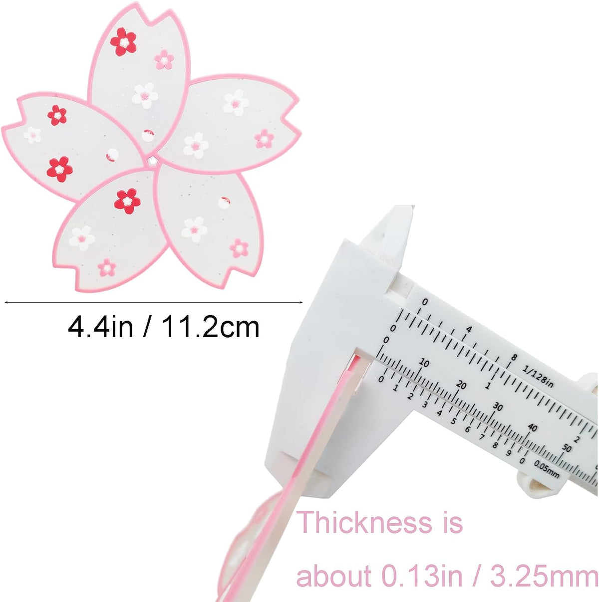 2 PCS Drink Coasters, Cute Coaster for Desk, Heat Resistant Anti-Slip PVC Cup Mat Sakura Cherry Blossom Decor (1 Pink + 1 White)