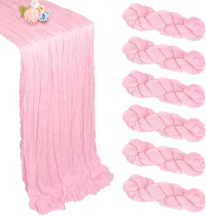 6 Pack Pink Cheesecloth Table Runner 35 x 120 Inch