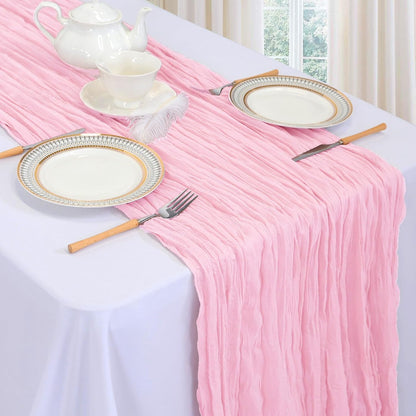 6 Pack Pink Cheesecloth Table Runner 35 x 120 Inch