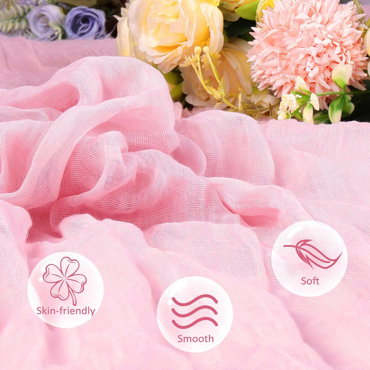 6 Pack Pink Cheesecloth Table Runner 35 x 120 Inch