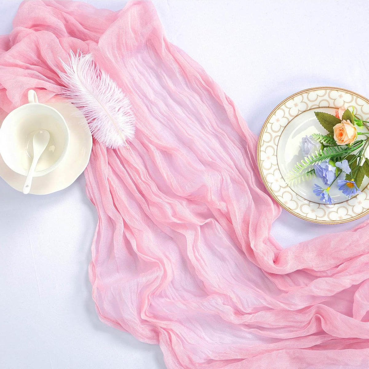 6 Pack Pink Cheesecloth Table Runner 35 x 120 Inch