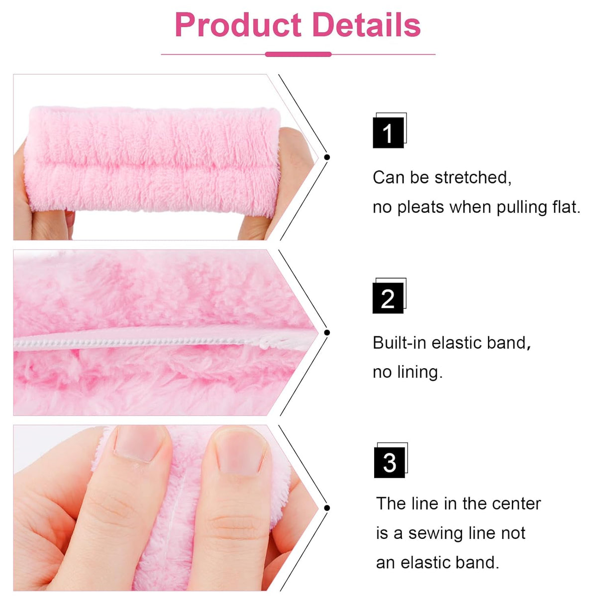 6 Pack Spa Headband, Makeup Headband, Face Wash Headbands, Skincare Headbands, Pink Sponge Hair Band Bow Tie Spa Head Band for Washing Face Wristband Set Hair Accessories for Women Girls