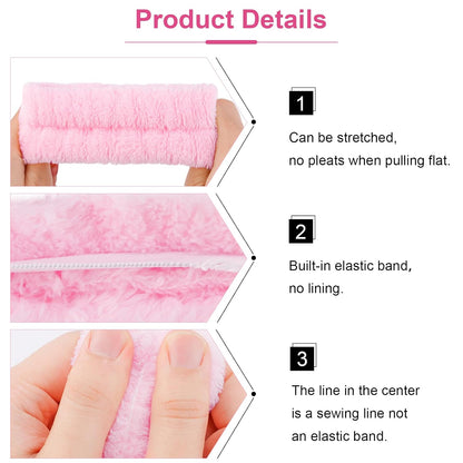 6 Pack Spa Headband, Makeup Headband, Face Wash Headbands, Skincare Headbands, Pink Sponge Hair Band Bow Tie Spa Head Band for Washing Face Wristband Set Hair Accessories for Women Girls