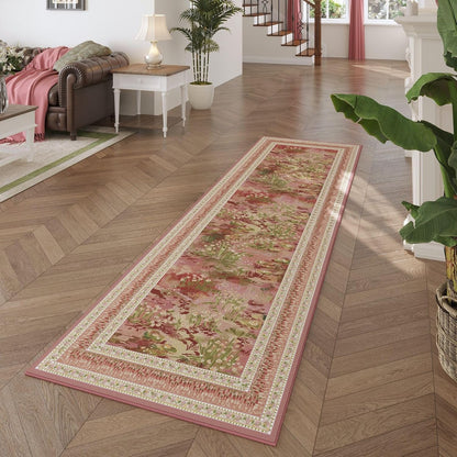 Runner Rug 2x6 Washable Non Slip Vintage Impressionist-Style,Pink