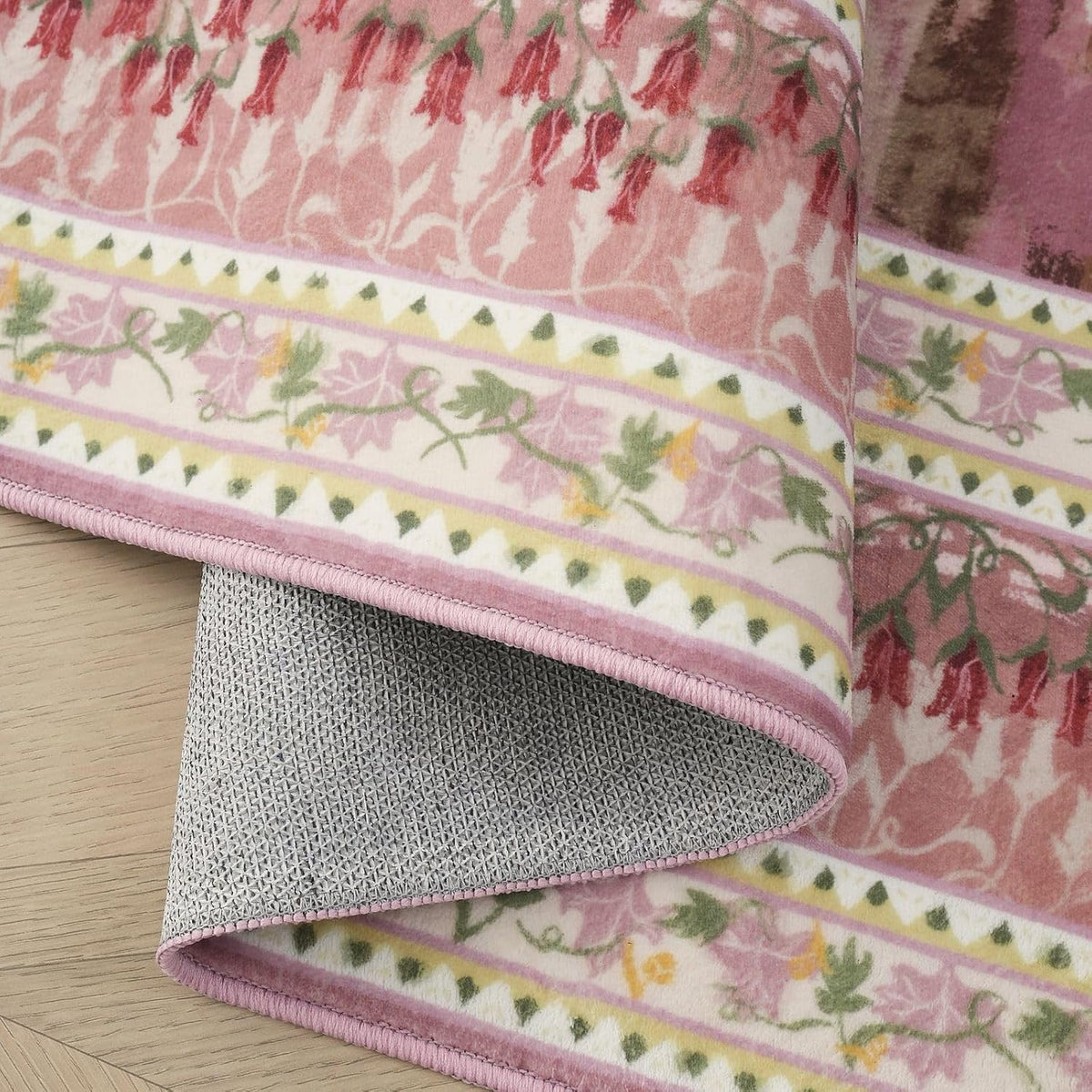 Runner Rug 2x6 Washable Non Slip Vintage Impressionist-Style,Pink