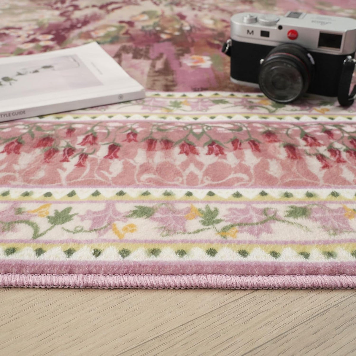 Runner Rug 2x6 Washable Non Slip Vintage Impressionist-Style,Pink