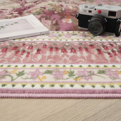 Runner Rug 2x6 Washable Non Slip Vintage Impressionist-Style,Pink