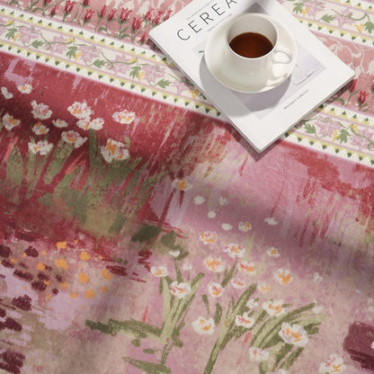 Runner Rug 2x6 Washable Non Slip Vintage Impressionist-Style,Pink