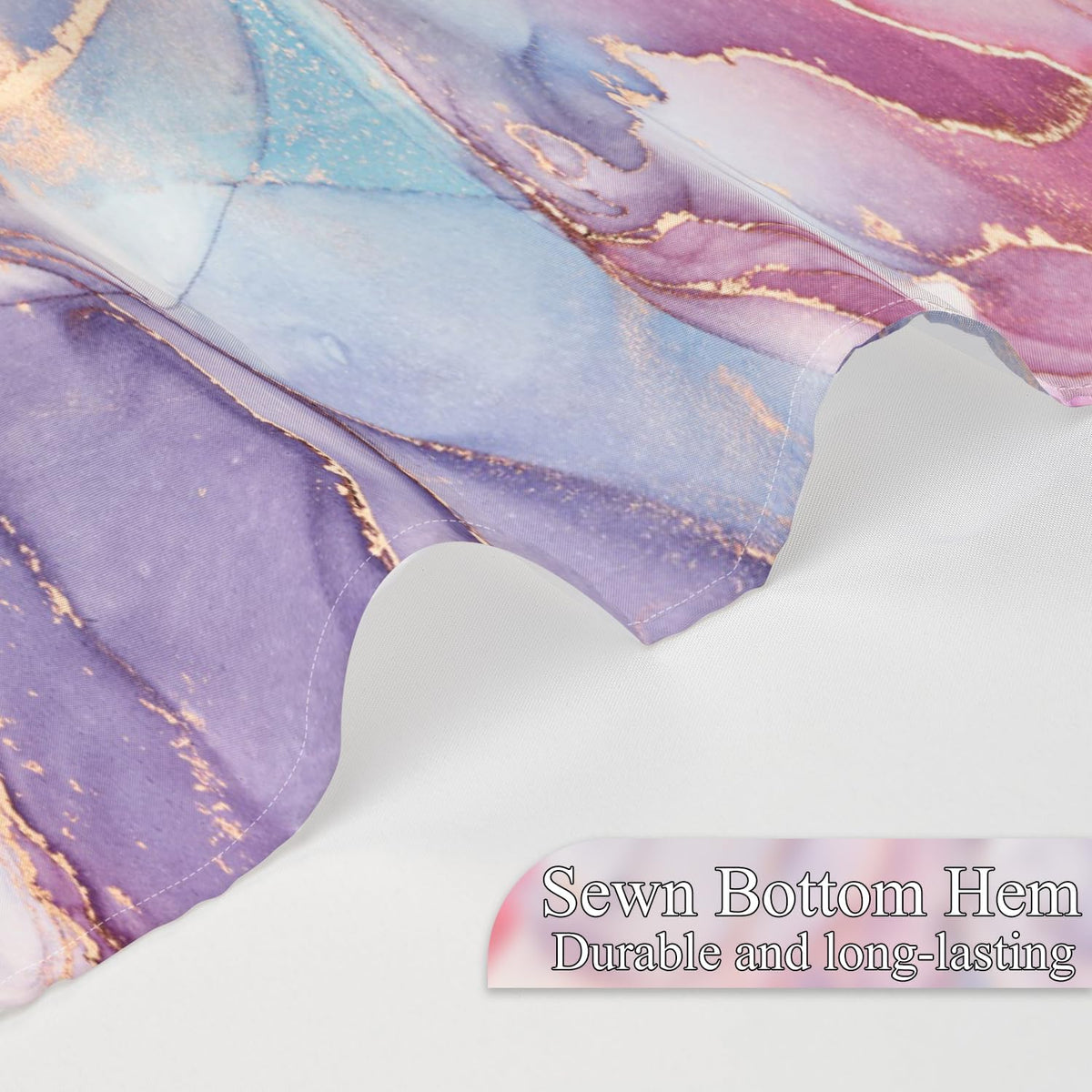 Purple Pink Marble Shower Curtain Abstract Modern Ink Texture Colorful Bathroom Curtain Set Gold Stripes Ombre Art Decor Waterproof Fabric Curtains with Hooks 72x72 inch