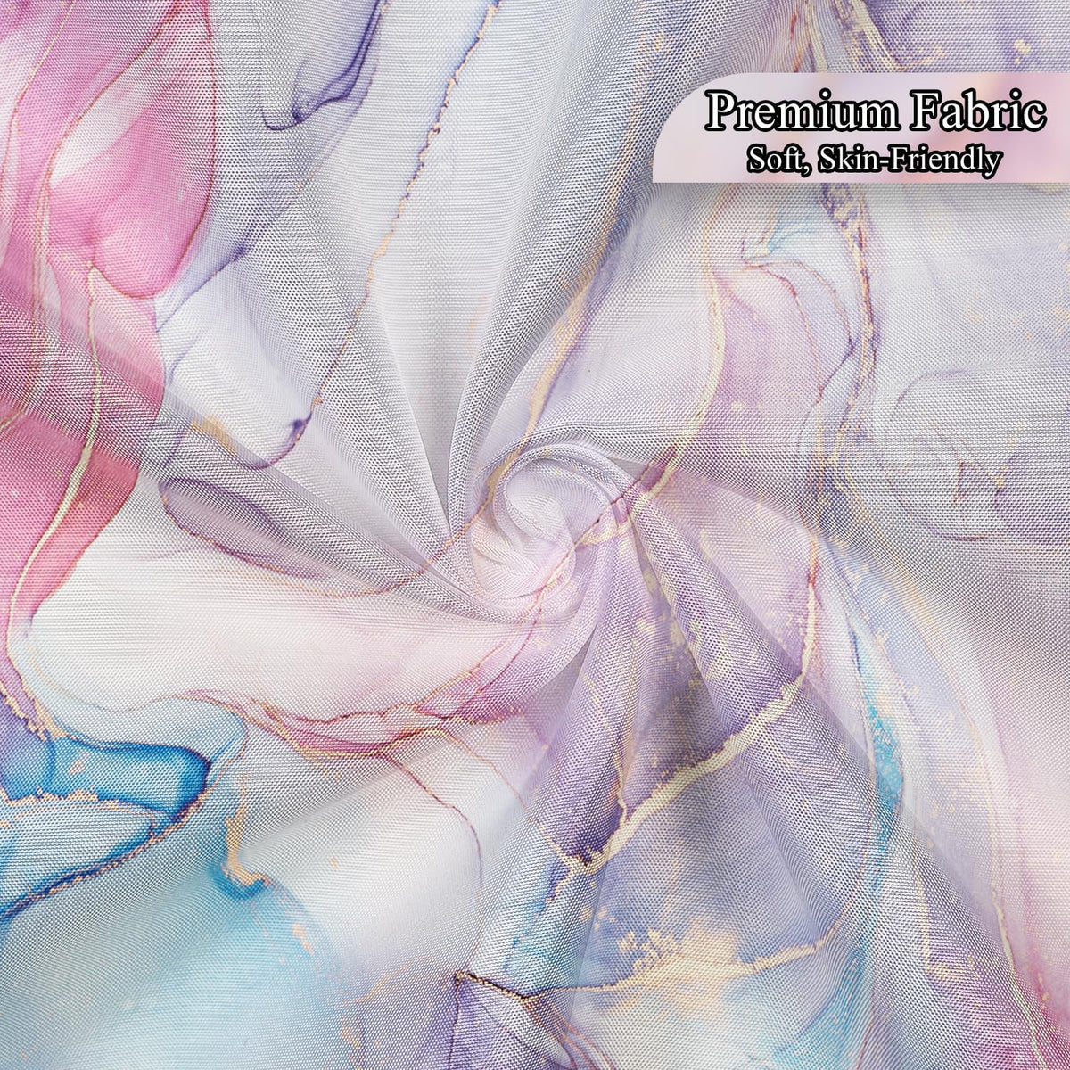 Purple Pink Marble Shower Curtain Abstract Modern Ink Texture Colorful Bathroom Curtain Set Gold Stripes Ombre Art Decor Waterproof Fabric Curtains with Hooks 72x72 inch