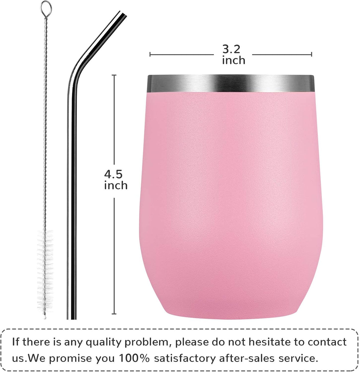 12 OZ/8 Pack Wine Tumbler Glasses with Lid - Stemless Double Wall Vacuum Stainless Steel Travel Tumbler - Keeping Cold & Hot for Wine,Coffee,Cocktails,Drinks-Family and Gifts (Pink,Set of 8)