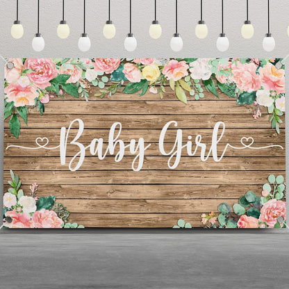 Baby Shower Decorations for Girl - 249 PCS Baby Girl Gender Reveal Party Supplies & Disposable Dinnerware Set (25 Guest) with Pink Rose Gold Floral Paper Plates Backdrop Tablecloth Balloon Kit