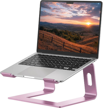 Laptop Stand, Aluminum Ergonomic Desk Riser, 10-15.6", Pink