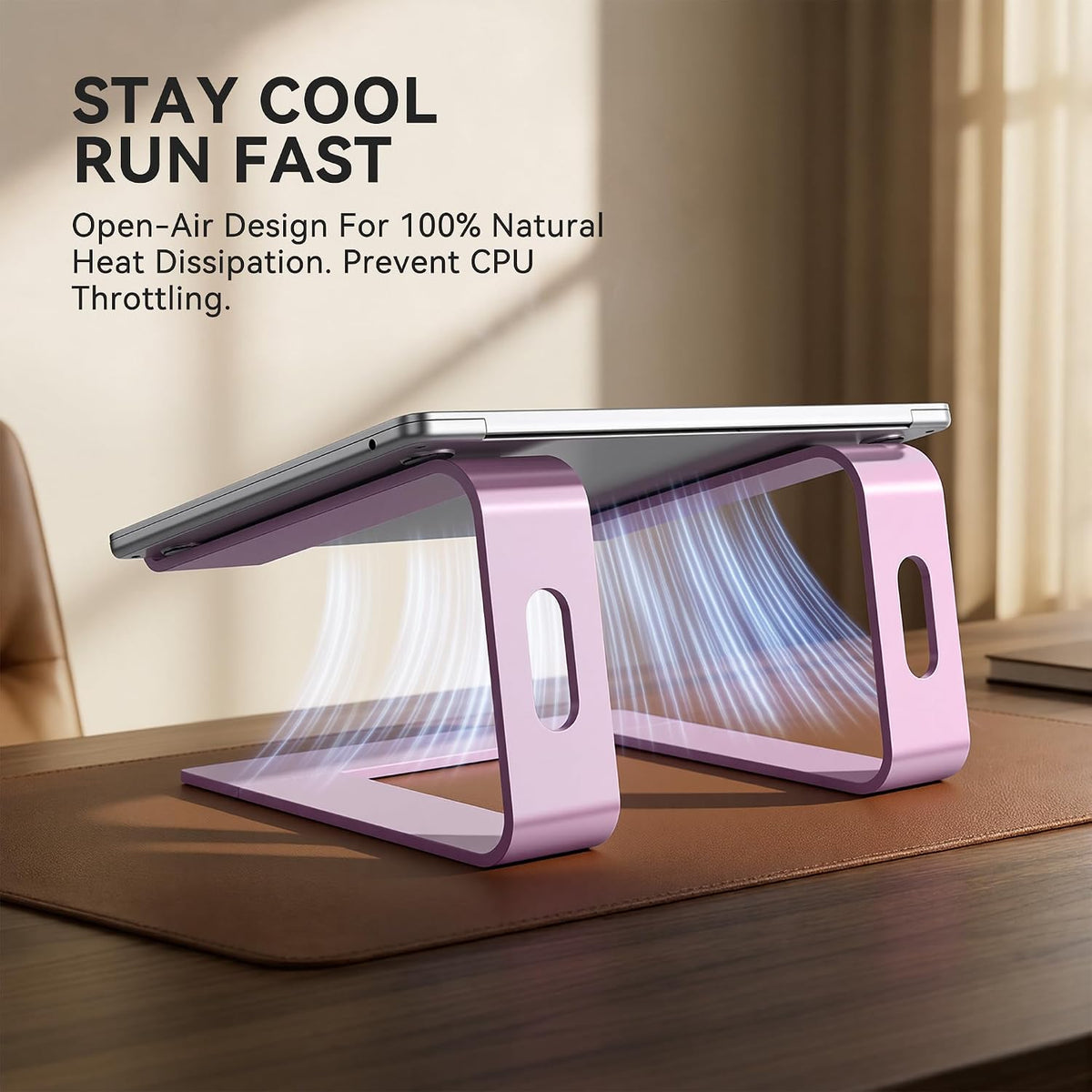 Laptop Stand, Aluminum Ergonomic Desk Riser, 10-15.6", Pink