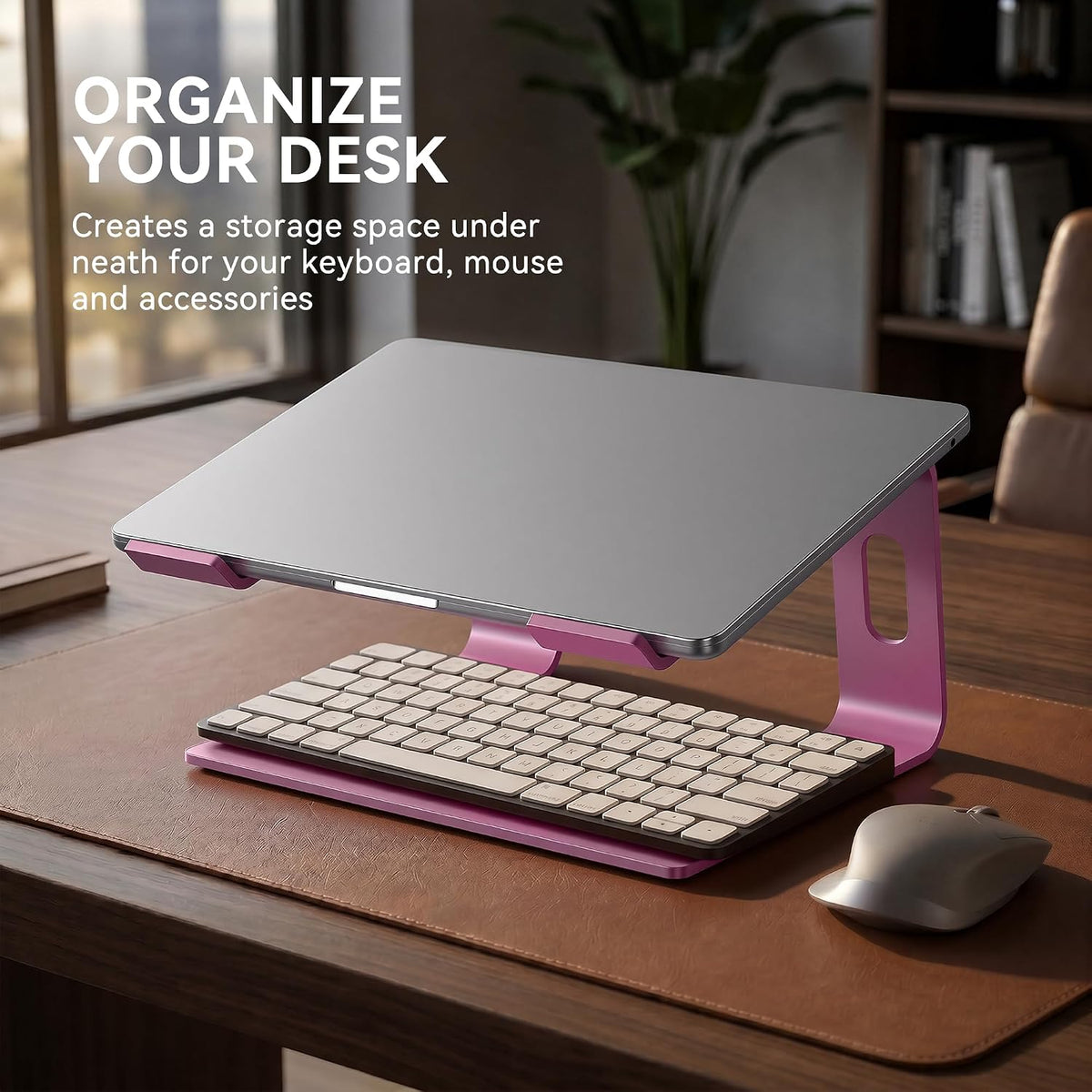 Laptop Stand, Aluminum Ergonomic Desk Riser, 10-15.6", Pink